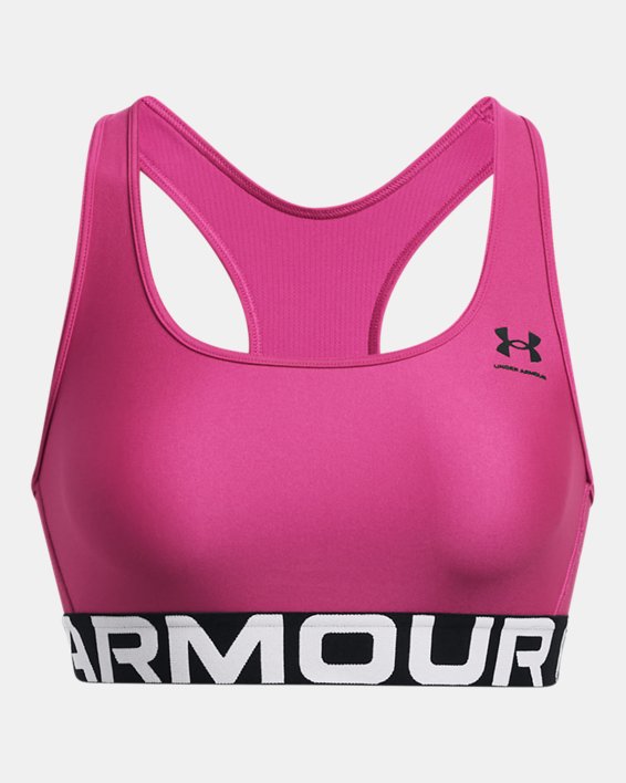HeatGear® Armour Mid Sport-BH mit Branding für Damen, Pink, pdpMainDesktop image number 9